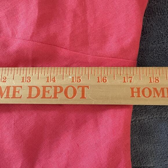 Talbots Irish Linen 3/4 Sleeve V-neck Side Zip Dark Pink Top Size 8 - Picture 12 of 14